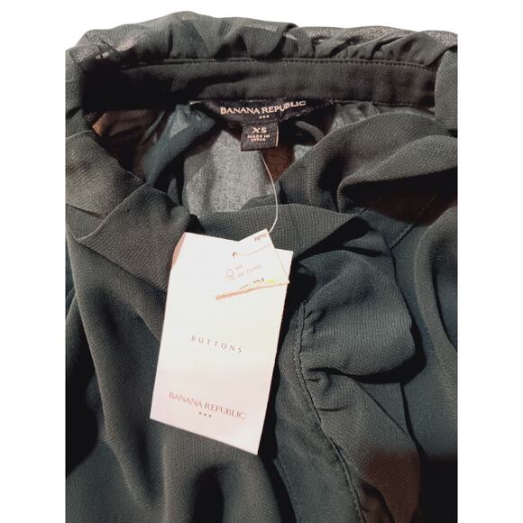 NEW BANANA REPUBLIC Sheer Green Blouse Top XS Ruffle Coquette Dressy Event Layer - Picture 3 of 6